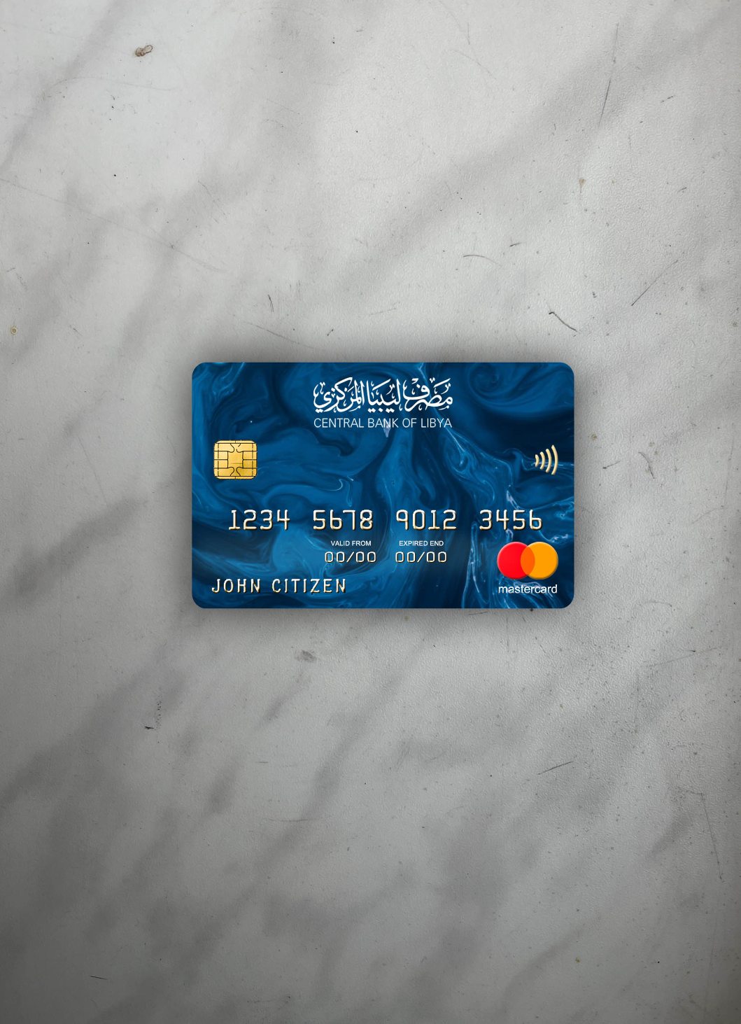 Premium Herunterladen Libyen Zentral Bank Mastercard Foto-Look Vorderseite Photoshop Vorlage