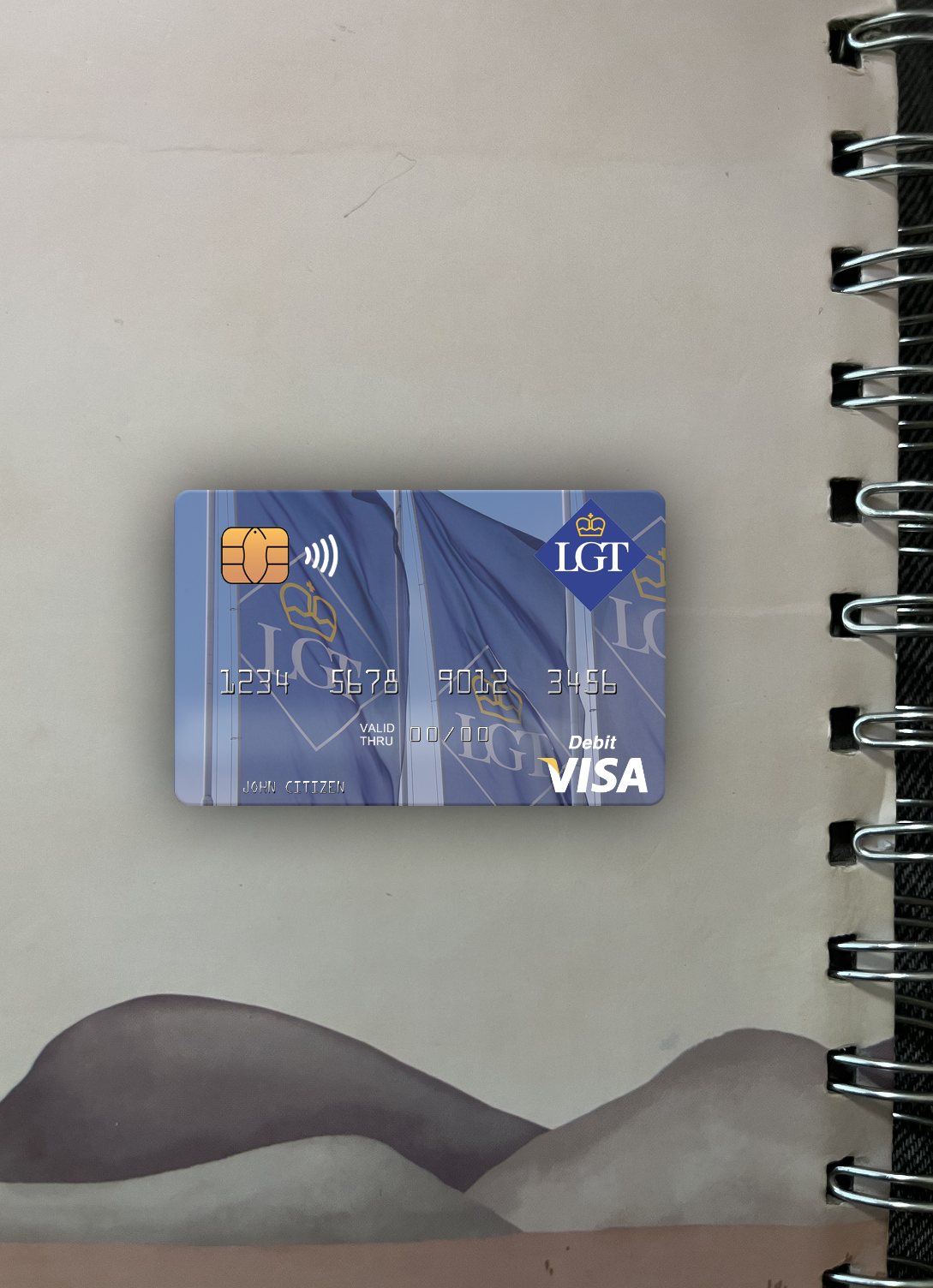 Premium Herunterladen Liechtenstein LGT Bank Visa Debit Karte Foto-Look Vorderseite Photoshop Vorlage