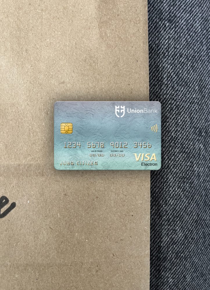 Realistische Herunterladen Liechtenstein Union Bank Visa Electron Karte Foto-Look Vorderseite Photoshop Vorlage
