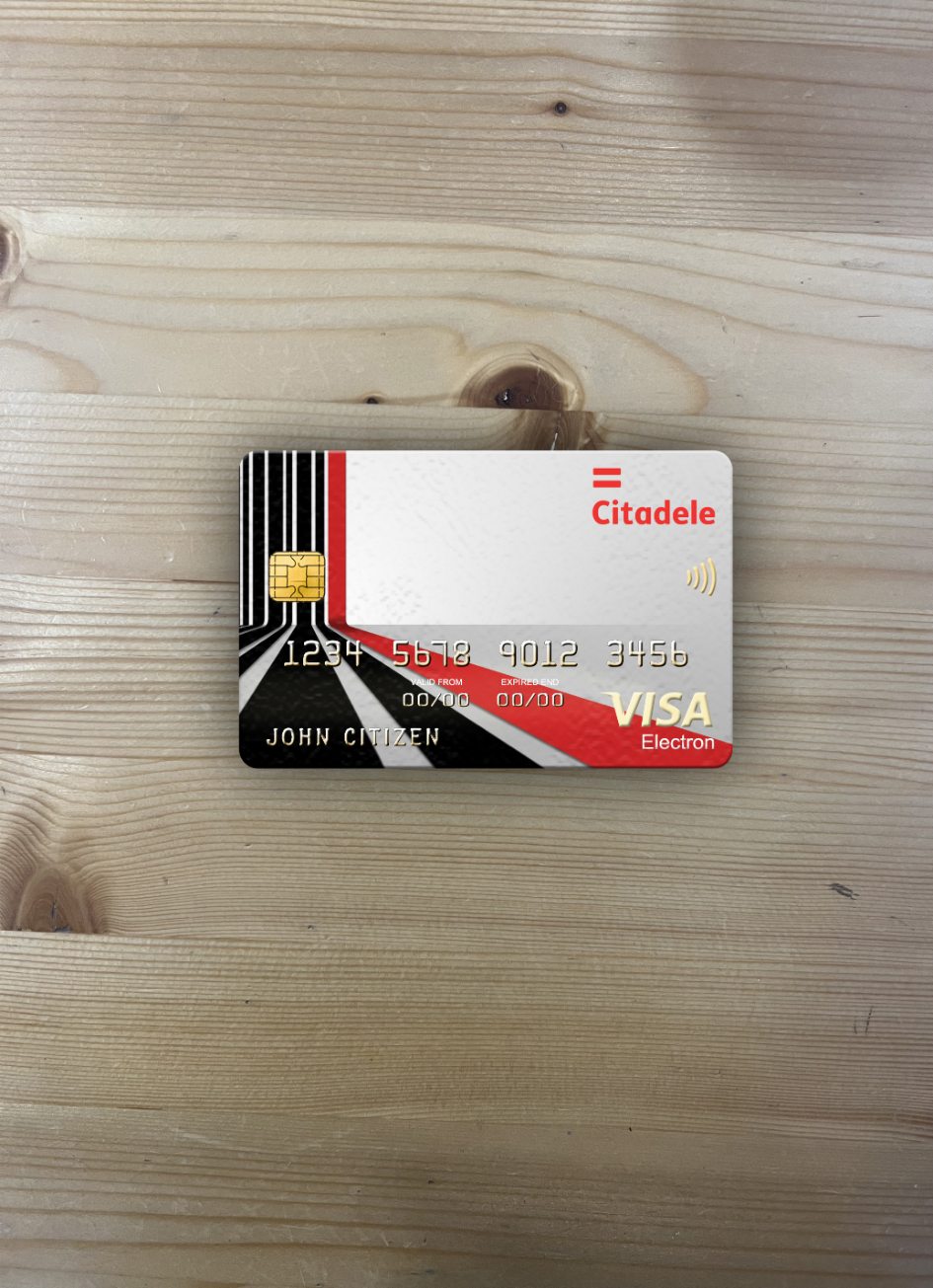 Realistische Herunterladen Litauen (Litva) Citadele Bank Visa Electron Karte Foto-Look Vorderseite Photoshop Vorlage