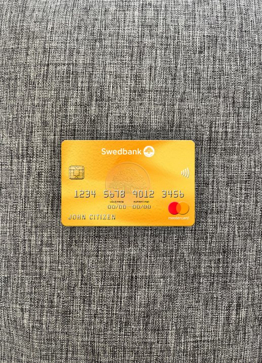 Professionelle Herunterladen Litauen Swedbank Mastercard Foto-Look Vorderseite Photoshop Vorlage