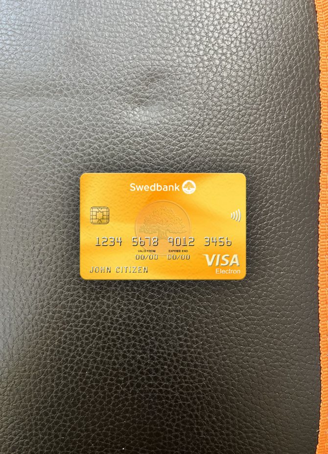 Premium Herunterladen Litauen Swedbank Visa Electron Karte Foto-Look Vorderseite Photoshop Vorlage