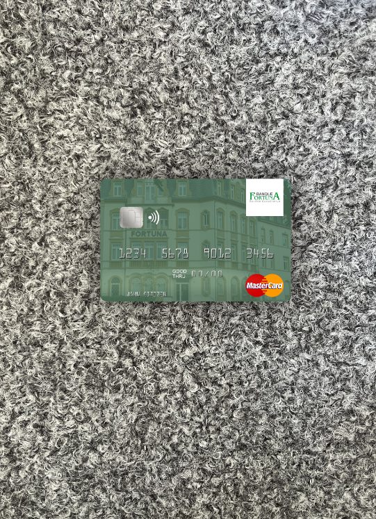 Realistische Herunterladen Luxemburg Banque Fortuna Mastercard Foto-Look Vorderseite Photoshop Vorlage