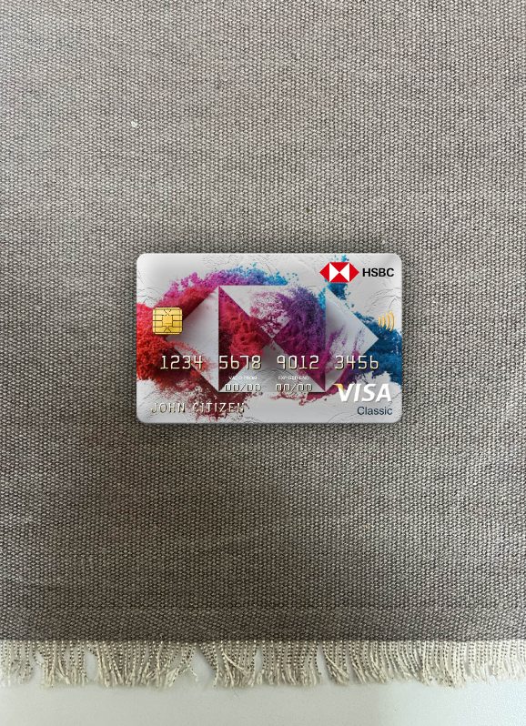 Premium Herunterladen Luxemburg HSBC Bank Visa Classic Karte Foto-Look Vorderseite Photoshop Vorlage