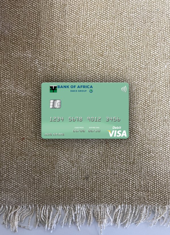 Premium Herunterladen Madagaskar Bank von Africa Visa Debit Karte Foto-Look Vorderseite Photoshop Vorlage