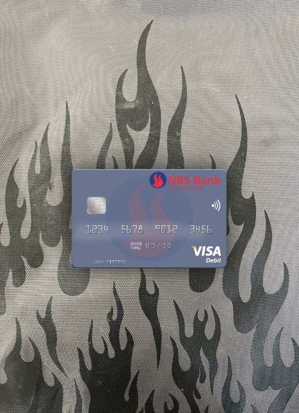 Editierbare Herunterladen Malawi NBS Bank Visa Debit Karte Foto-Look Vorderseite Photoshop Vorlage