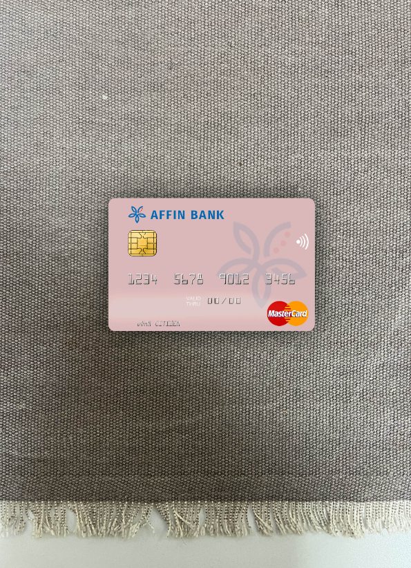 Professionelle Herunterladen Malaysia Affin Bank Mastercard Foto-Look Vorderseite Photoshop Vorlage