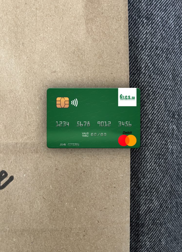 Editierbare Herunterladen Mali Banque Commerciale Du Sahel Mastercard Foto-Look Vorderseite Photoshop Vorlage