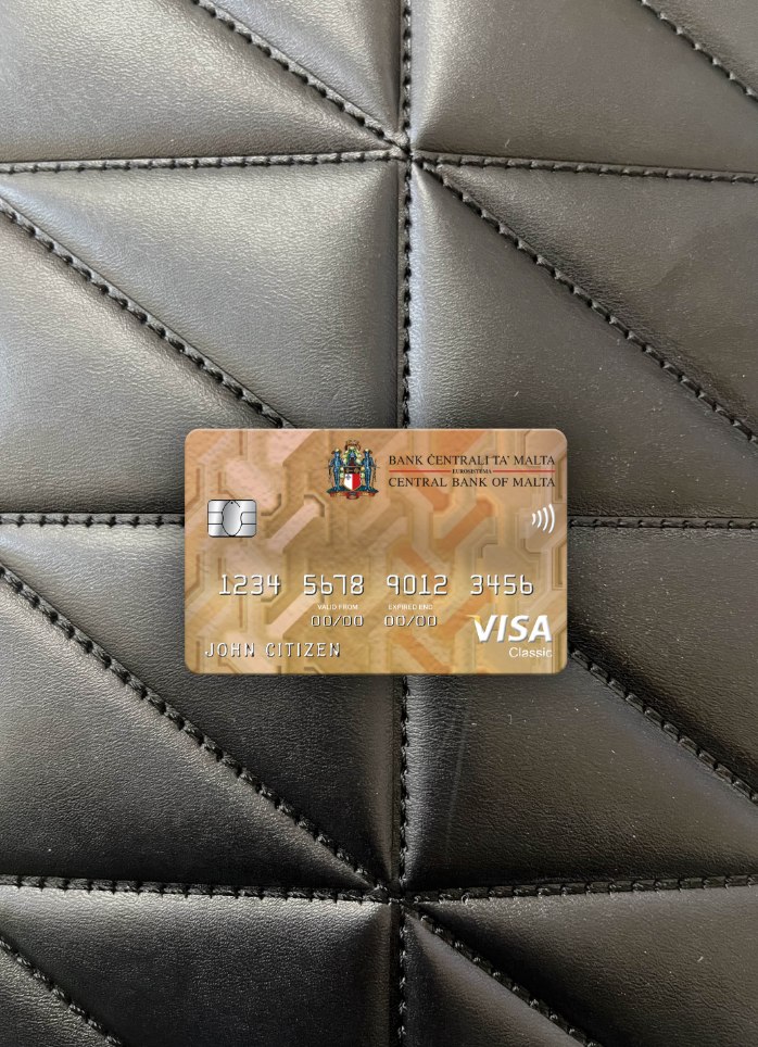 Realistische Herunterladen Malta Zentral Bank Visa Classic Karte Foto-Look Vorderseite Photoshop Vorlage