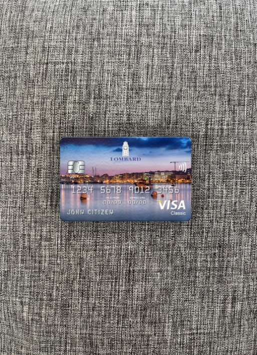 Realistische Herunterladen Malta Lombard Bank Visa Classic Karte Foto-Look Vorderseite Photoshop Vorlage