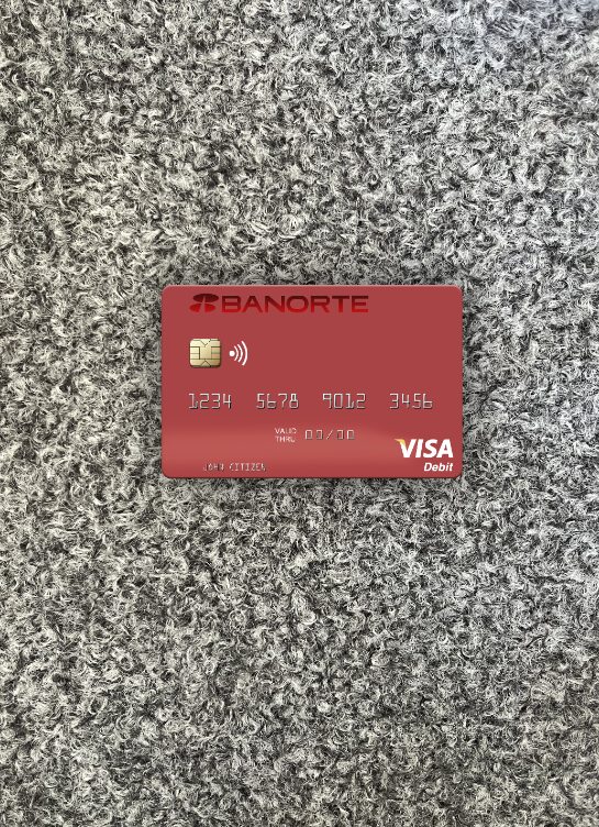 Hochwertige Herunterladen Mexiko Banorte Bank Visa Debit Karte Foto-Look Vorderseite Photoshop Vorlage