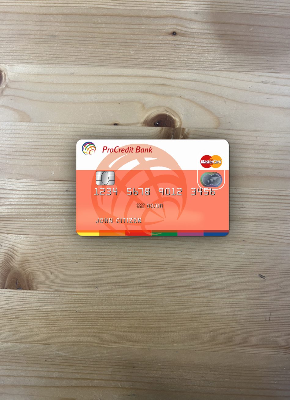 Premium Herunterladen Moldawien ProCredit Bank MasterCard 1 Foto-Look Vorderseite Photoshop Vorlage