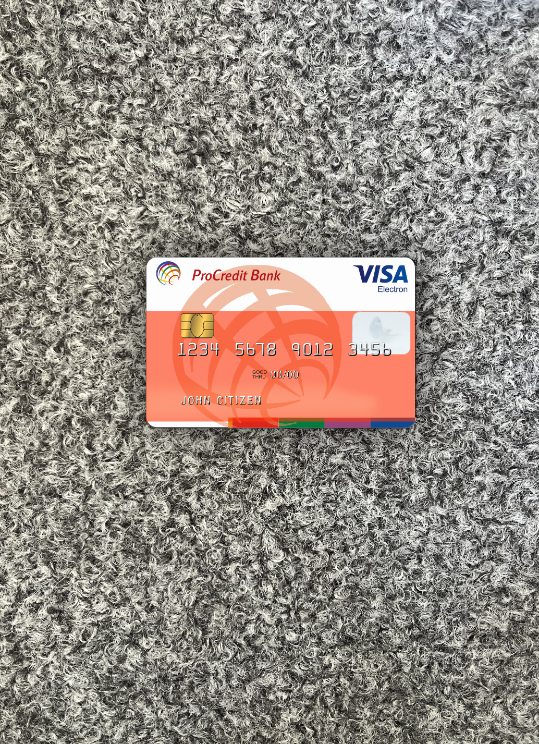 Professionelle Herunterladen Moldawien ProCredit Bank Visa Electron 1 Foto-Look Vorderseite Photoshop Vorlage