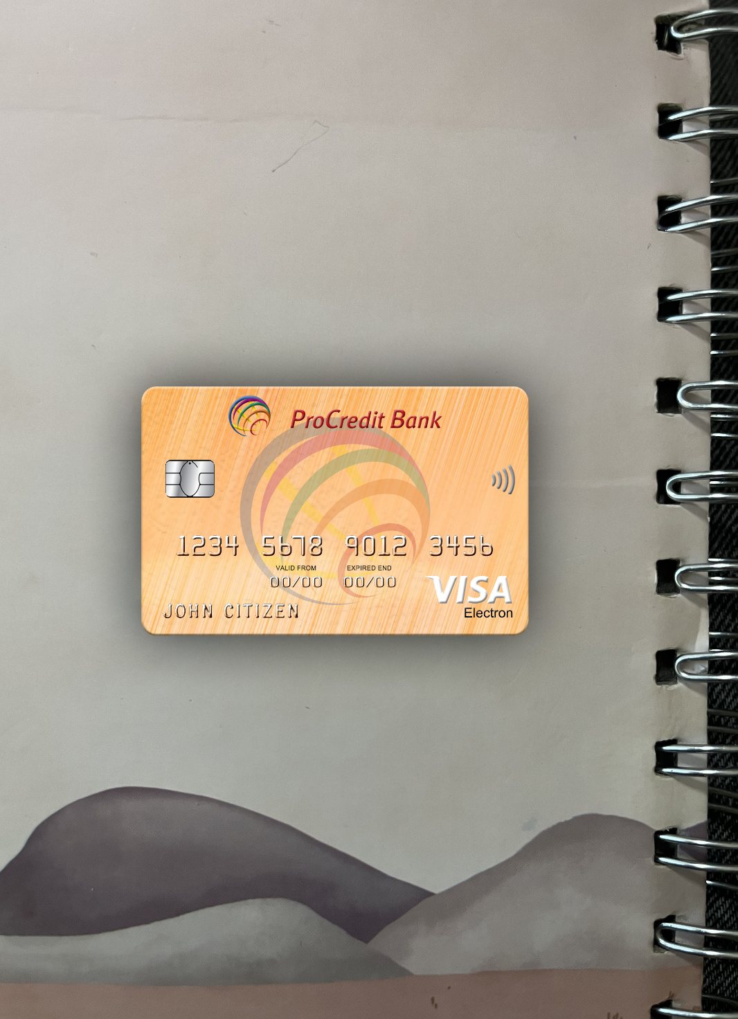 Professionelle Herunterladen Moldawien ProCredit Bank Visa Electron Karte 2 Foto-Look Font Photoshop Vorlage
