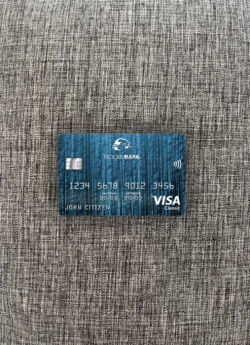 Editierbare Herunterladen Moldawien Victoriabank Visa Classic Karte Foto-Look Vorderseite Photoshop Vorlage