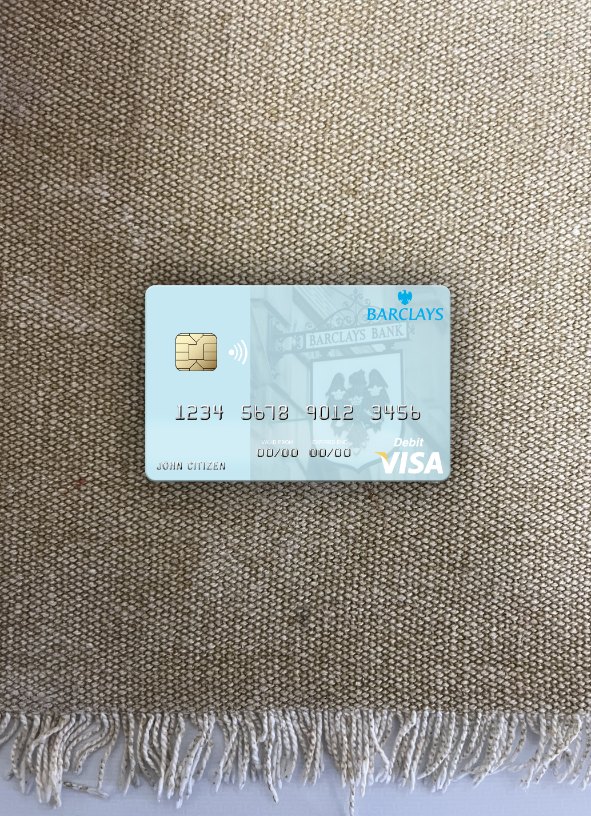 Hochwertige Herunterladen Monaco Barclays Bank PLC Visa Debit Karte Foto-Look Vorderseite Photoshop Vorlage