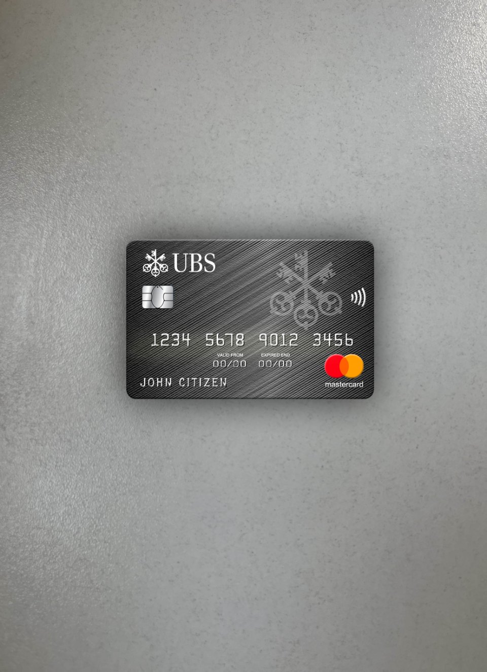 Editierbare Herunterladen Monaco UBS Bank Mastercard Foto-Look Vorderseite Photoshop Vorlage