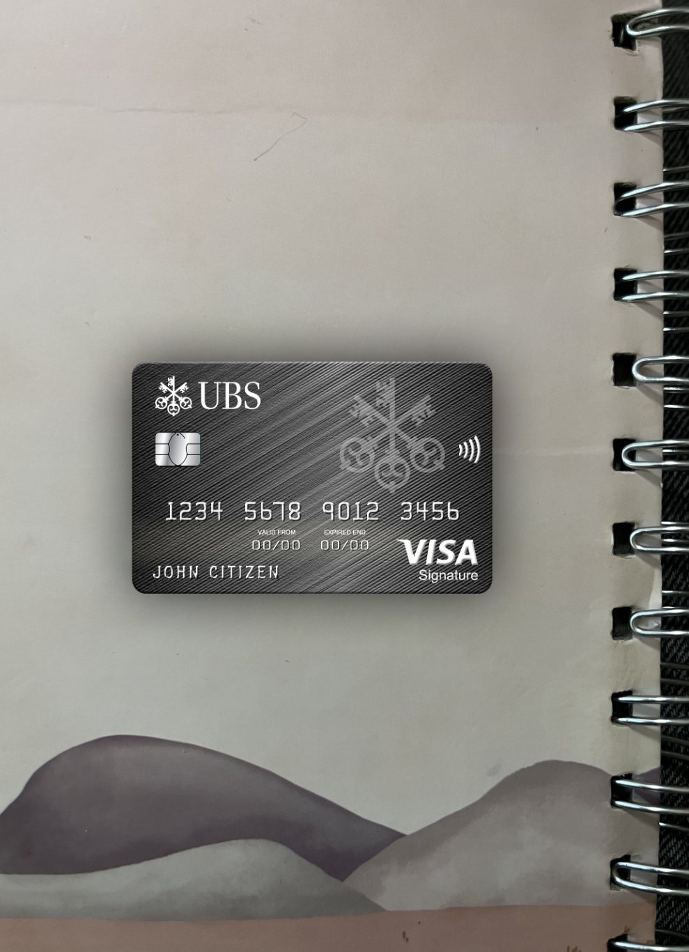 Realistische Herunterladen Monaco UBS Bank Visa Signature Karte Foto-Look Vorderseite Photoshop Vorlage