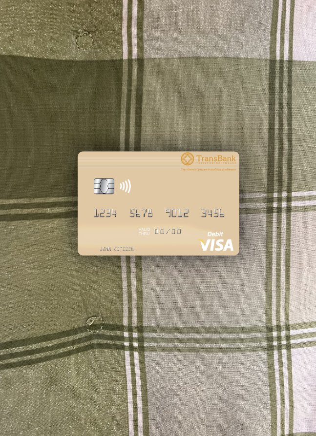 Editierbare Herunterladen Mongolei TransBank von Mongolei Visa Debit Karte Foto-Look Vorderseite Photoshop Vorlage