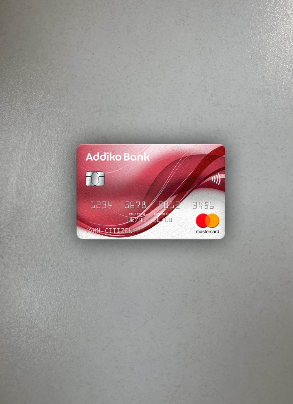 Editierbare Herunterladen Montenegro Addiko Bank Mastercard Foto-Look Vorderseite Photoshop Vorlage