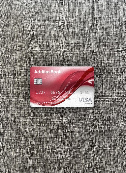 Professionelle Herunterladen Montenegro Addiko Bank Visa Classic Karte Foto-Look Vorderseite Photoshop Vorlage