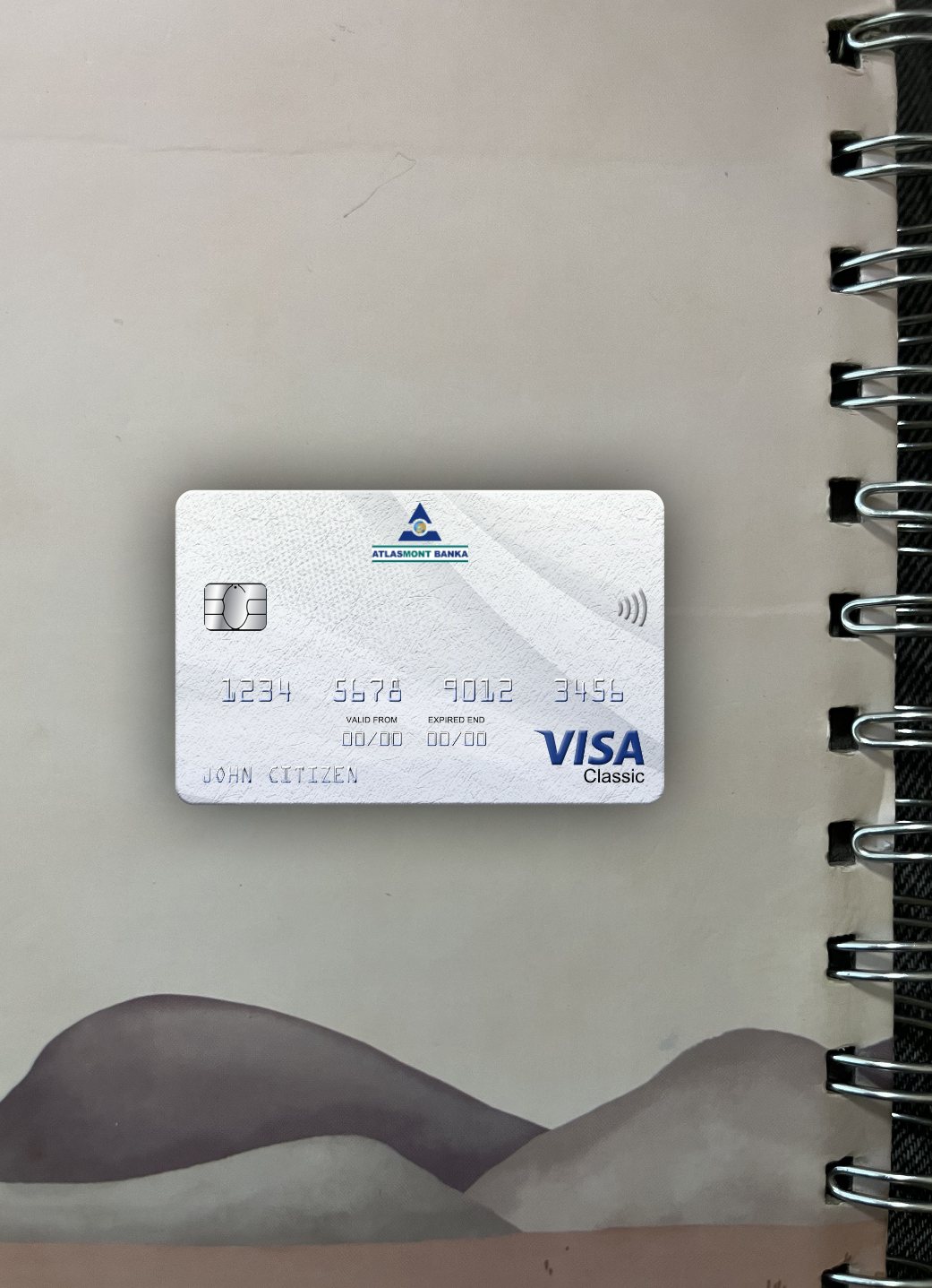 Professionelle Herunterladen Montenegro Atlasmont Bank Visa Classic Karte Foto-Look Vorderseite Photoshop Vorlage