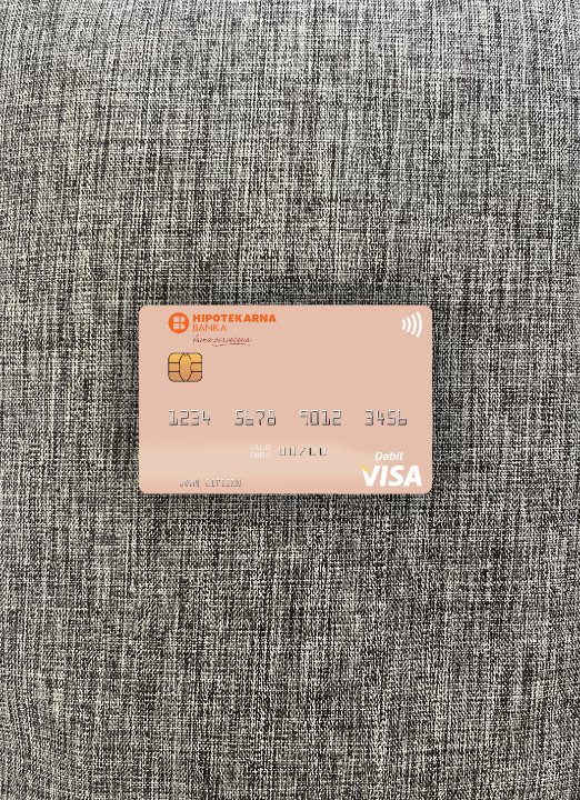 Professionelle Herunterladen Montenegro Hipotekarna Banka Visa Debit Karte Foto-Look Vorderseite Photoshop Vorlage
