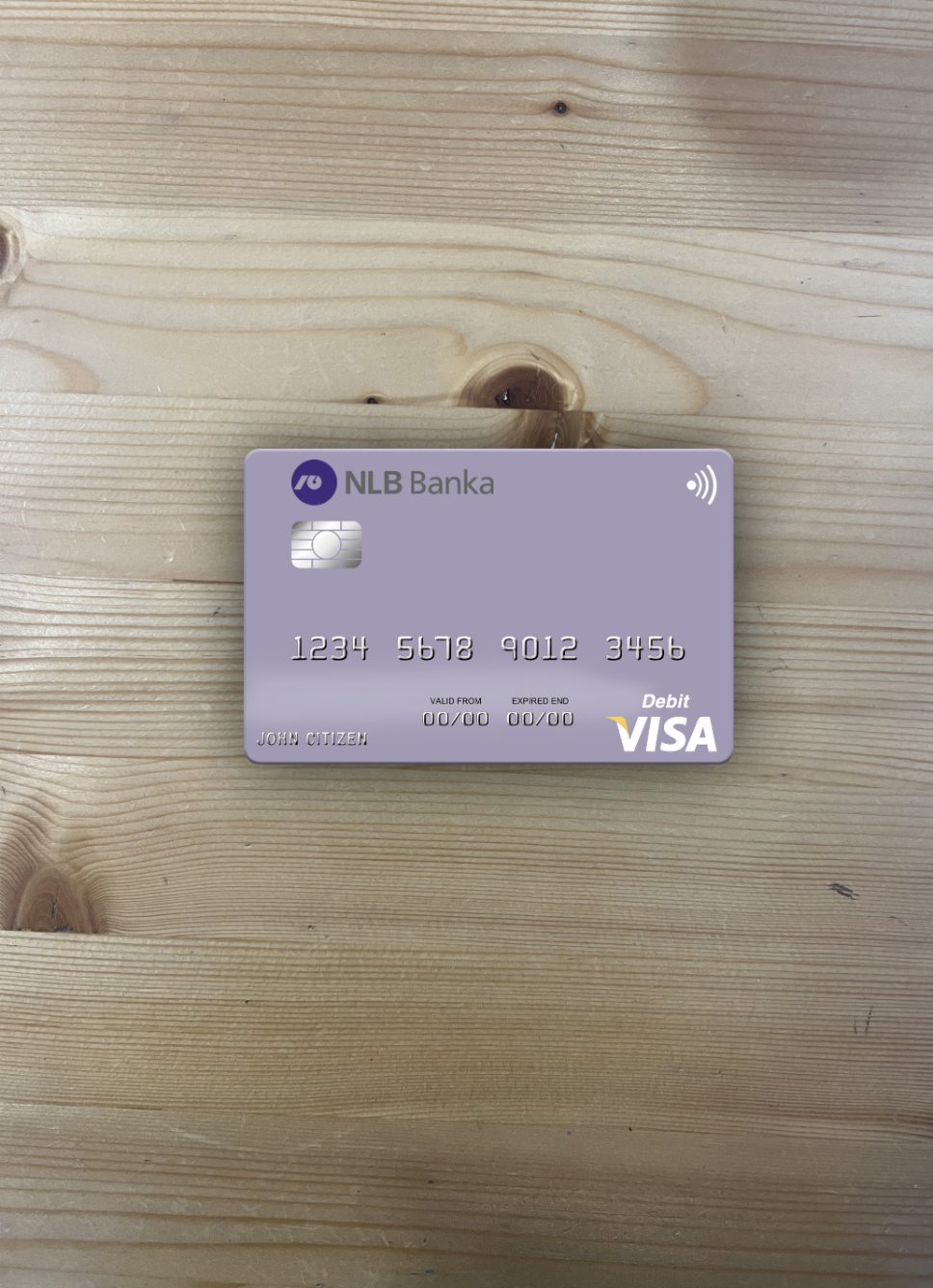 Professionelle Herunterladen Montenegro NLB Banka A.d. Podgorica Visa Debit Karte Foto-Look Vorderseite Photoshop Vorlage