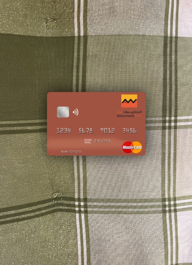 Editierbare Herunterladen Marokko Attijariwafa Bank Mastercard Foto-Look Vorderseite Photoshop Vorlage