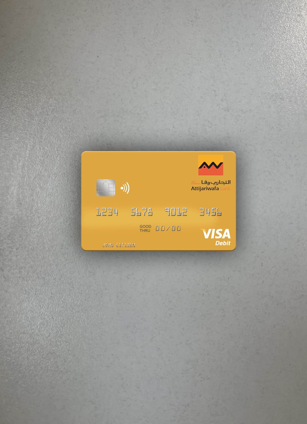 Premium Herunterladen Marokko Attijariwafa Bank Visa Debit Karte Foto-Look Vorderseite Photoshop Vorlage