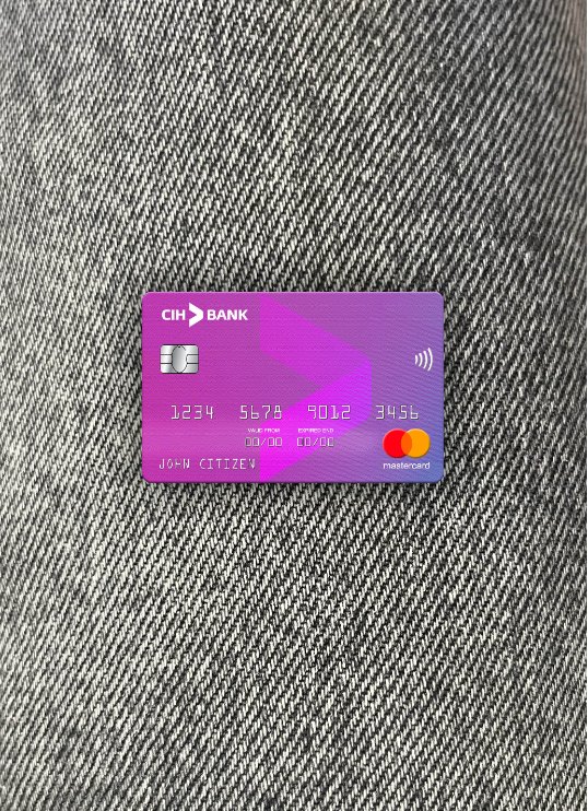 Professionelle Herunterladen Marokko CIH Bank Mastercard Foto-Look Vorderseite Photoshop Vorlage
