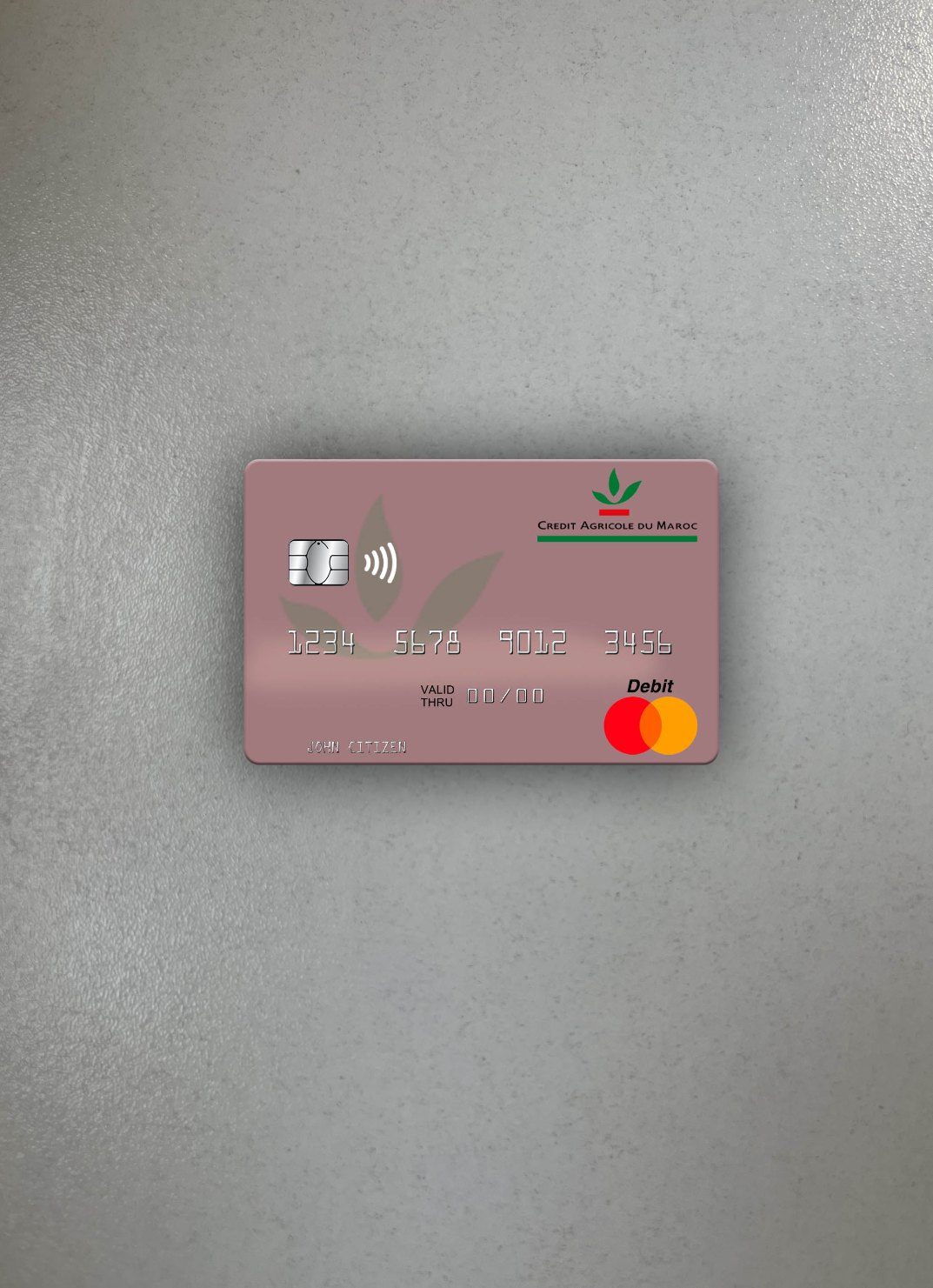 Editierbare Herunterladen Marokko Crédit Agricole Du Maroc Mastercard Foto-Look Vorderseite Photoshop Vorlage
