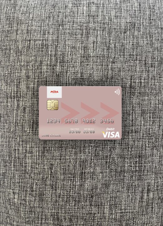 Premium Herunterladen Mosambik Banco Moza Visa Debit Karte Foto-Look Vorderseite Photoshop Vorlage