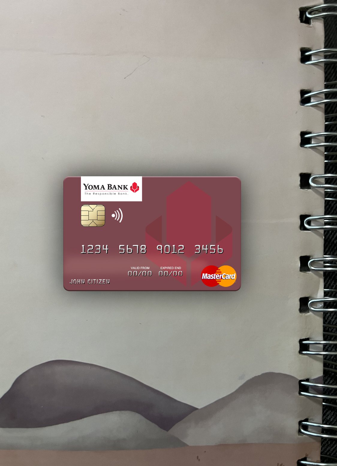 Realistische Herunterladen Myanmar Yoma Bank Mastercard Foto-Look Vorderseite Photoshop Vorlage