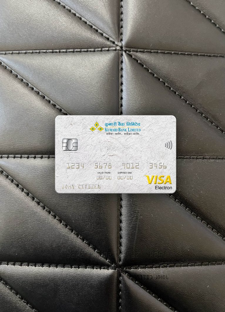Hochwertige Herunterladen Nepal Kumari Bank Visa Electron Karte Foto-Look Vorderseite Photoshop Vorlage