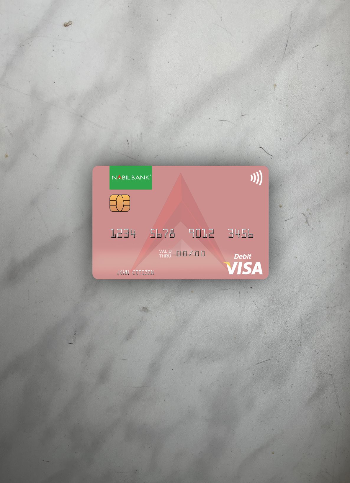 Hochwertige Herunterladen Nepal Nabil Bank Visa Debit Karte Foto-Look Vorderseite Photoshop Vorlage