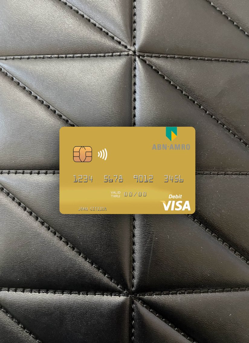 Editierbare Herunterladen Niederlande ABN AMRO Bank Visa Debit Karte Foto-Look Vorderseite Photoshop Vorlage