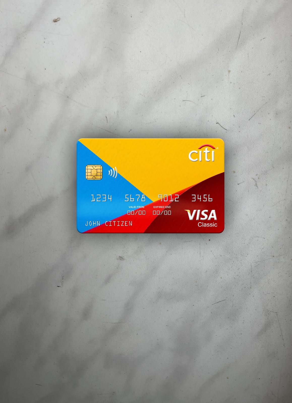 Premium Herunterladen Niederlande Citibank Visa Classic Karte Foto-Look Vorderseite Photoshop Vorlage
