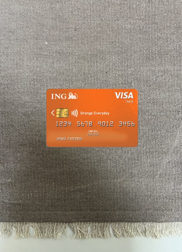 Premium Herunterladen Niederlande ING Orange VISA Foto-Look Vorderseite Photoshop Vorlage