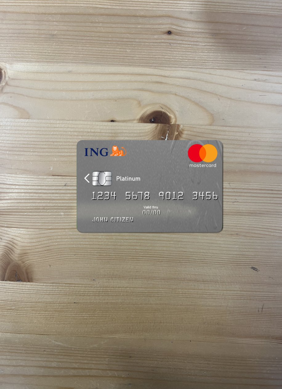Premium Herunterladen Niederlande ING Bank Mastercard Platin Foto-Look Vorderseite Photoshop Vorlage