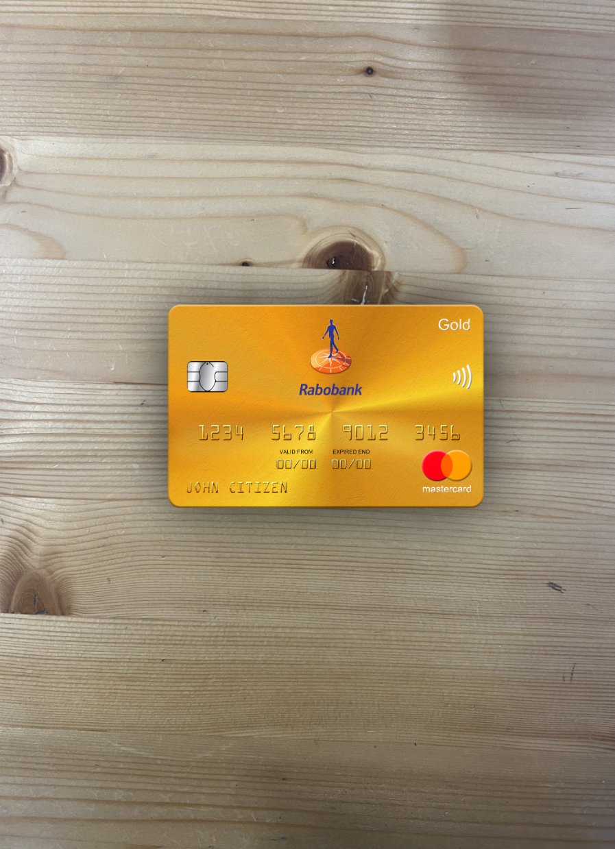 Professionelle Herunterladen Niederlande Rabobank Mastercard Gold Foto-Look Vorderseite Photoshop Vorlage