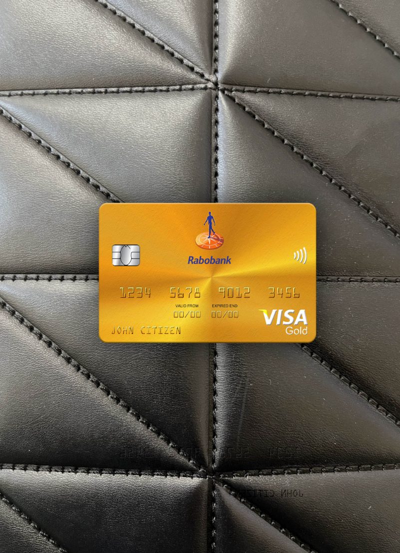 Editierbare Herunterladen Niederlande Rabobank Visa Gold Karte Foto-Look Vorderseite Photoshop Vorlage