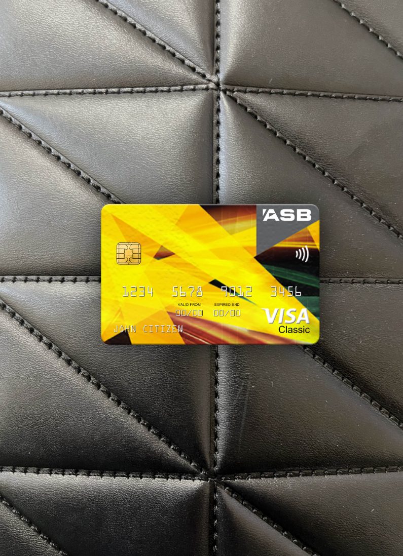 Premium Herunterladen Neuseeland ASB Bank Visa Classic Karte Foto-Look Vorderseite Photoshop Vorlage