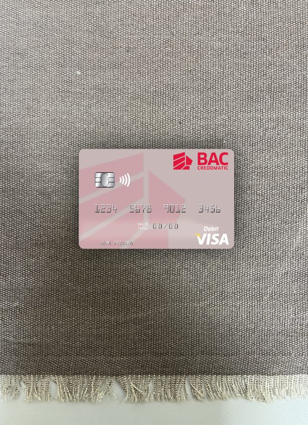 Editierbare Herunterladen Nicaragua BAC Credomatic Visa Debit Karte Foto-Look Vorderseite Photoshop Vorlage