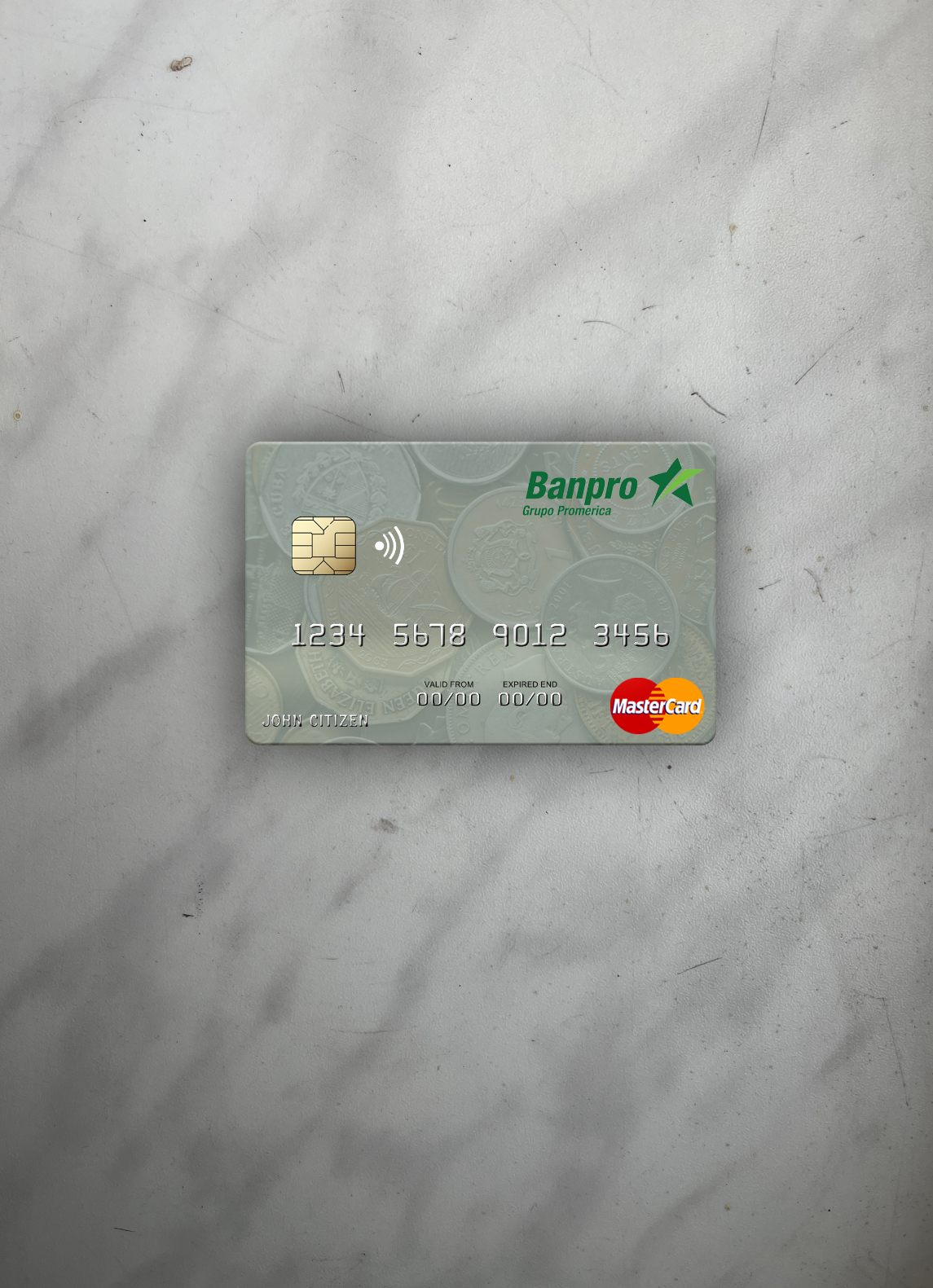 Premium Herunterladen Nicaragua Banco de La Producción Mastercard Foto-Look Vorderseite Photoshop Vorlage
