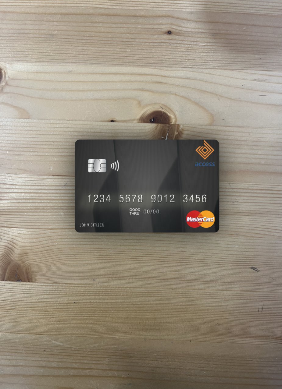 Professionelle Herunterladen Nigeria Access Bank Plc Mastercard Foto-Look Vorderseite Photoshop Vorlage