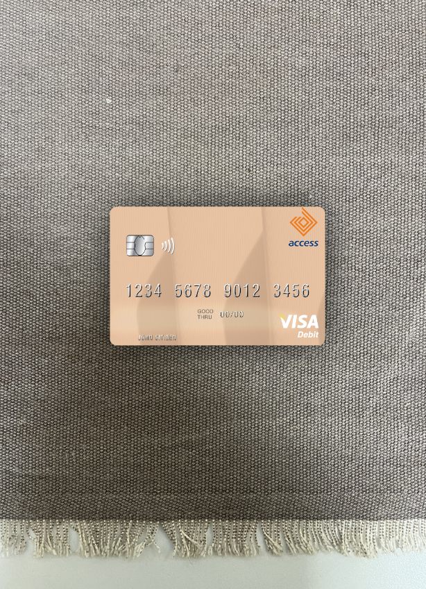 Realistische Herunterladen Nigeria Access Bank Plc Visa Debit Karte Foto-Look Vorderseite Photoshop Vorlage