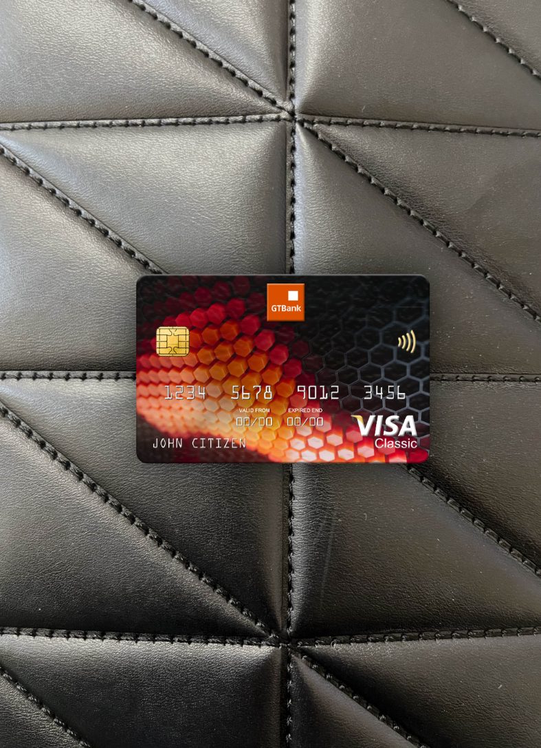 Premium Herunterladen Nigeria GTBank Visa Classic Karte Foto-Look Vorderseite Photoshop Vorlage