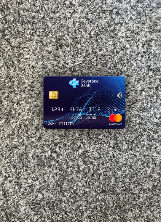 Realistische Herunterladen Nigeria Keystone Bank Mastercard Foto-Look Vorderseite Photoshop Vorlage