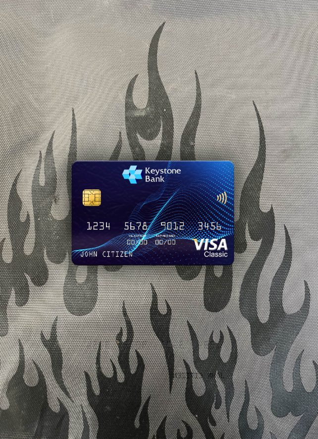 Realistische Herunterladen Nigeria Keystone Bank Visa Classic Karte Foto-Look Vorderseite Photoshop Vorlage